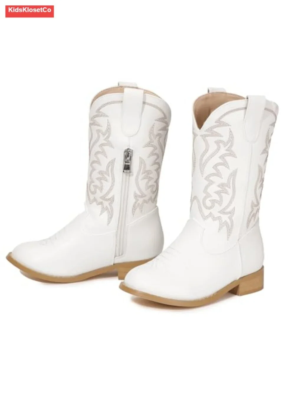 Girls Cowgirl Boots Toddler Western Riding Boots Round Toe Mid Calf Zipper